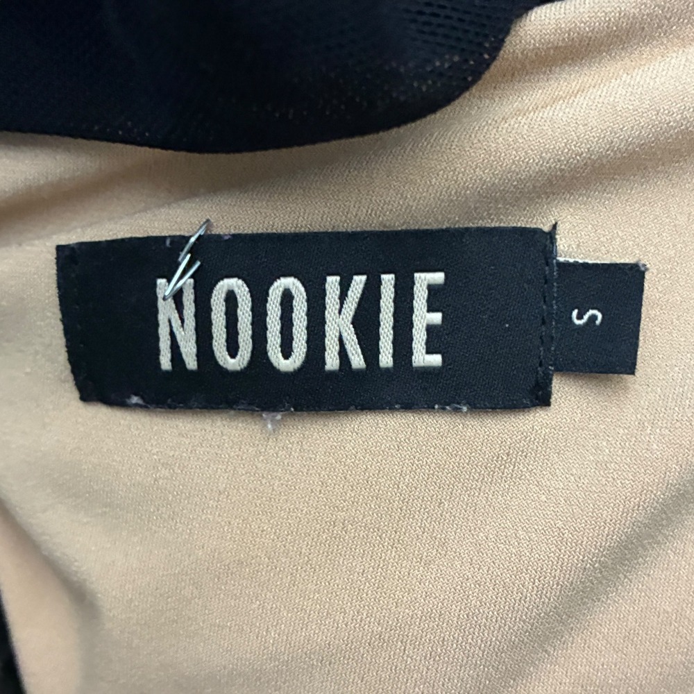 Nookie Mecca Midi Dress Black Nude Sheer Ruched Sexy Date Night Cocktail Size S - Picture 7 of 7